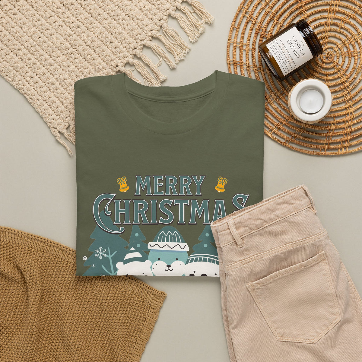 Cute Polar Bear Christmas Shirt, Merry Christmas Graphic Tee, Cozy Winter Animals T-Shirt, Penguin Holiday Gift