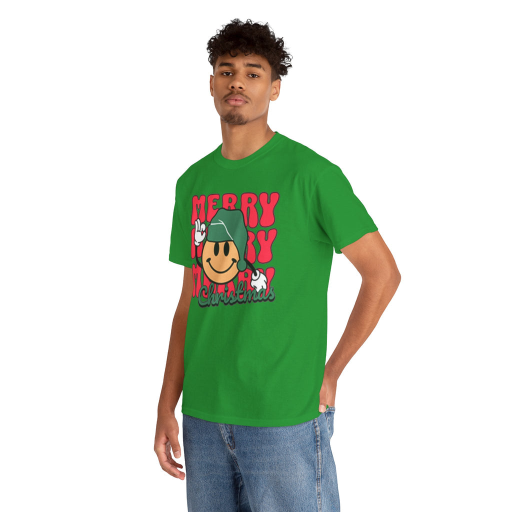Groovy Christmas Shirt, Retro Smiley Face Christmas Tee, Cute Merry Xmas Graphic T-Shirt, Trendy Holiday Gift