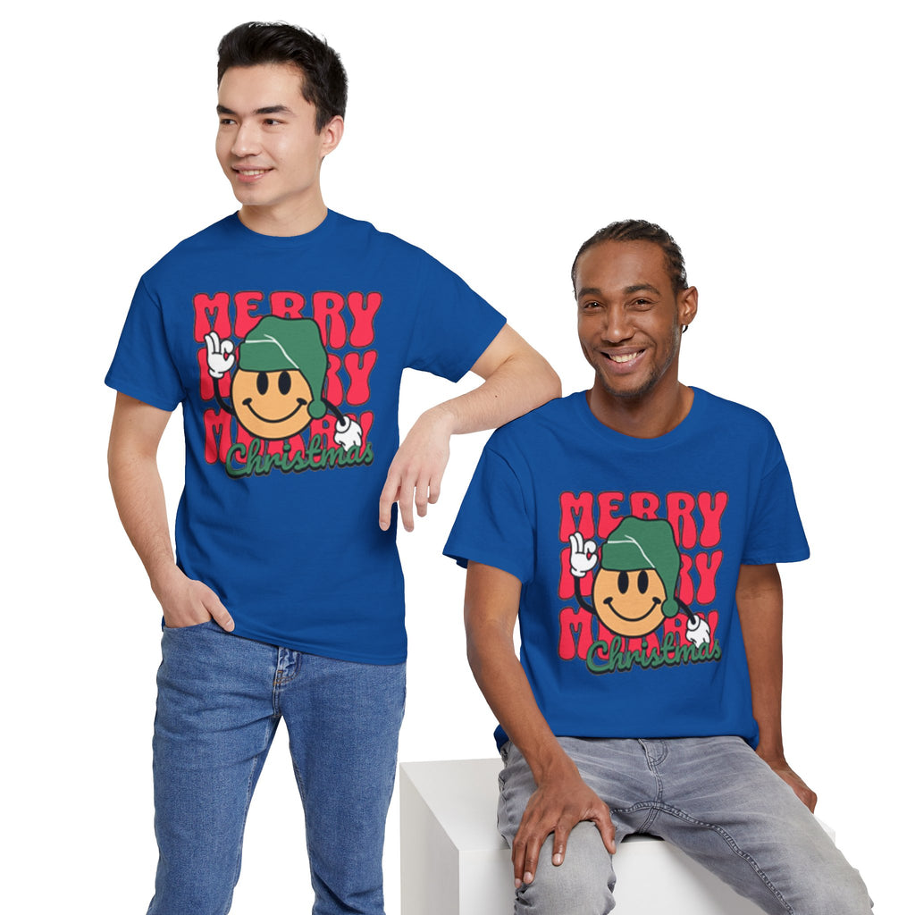 Groovy Christmas Shirt, Retro Smiley Face Christmas Tee, Cute Merry Xmas Graphic T-Shirt, Trendy Holiday Gift