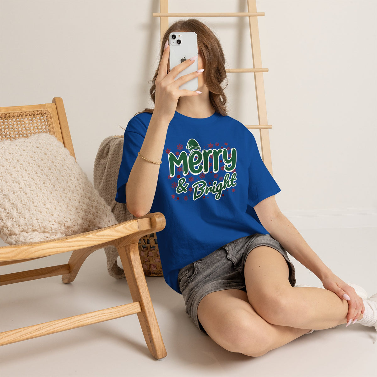 Merry and Bright Christmas Shirt, Retro Holiday Graphic Tee, Vintage Christmas T-Shirt, Festive Xmas Gift