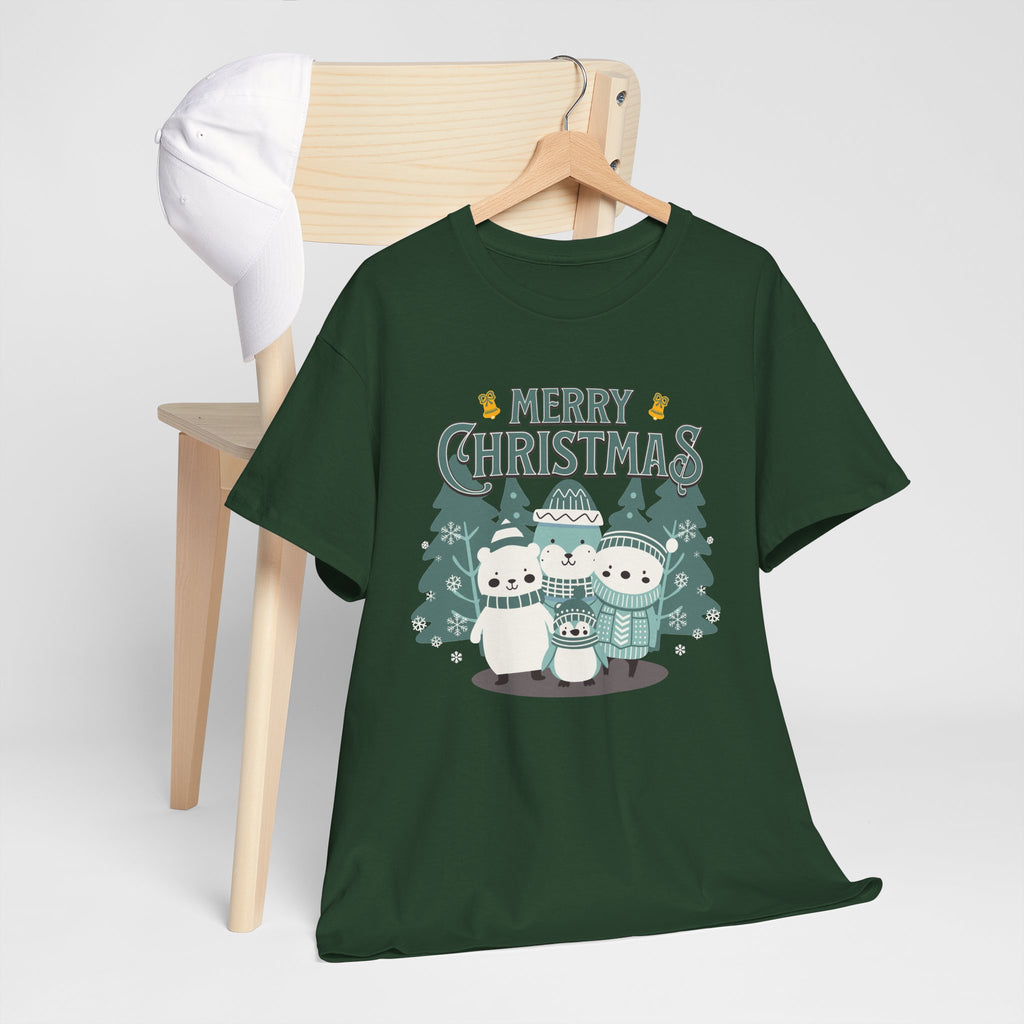 Cute Polar Bear Christmas Shirt, Merry Christmas Graphic Tee, Cozy Winter Animals T-Shirt, Penguin Holiday Gift