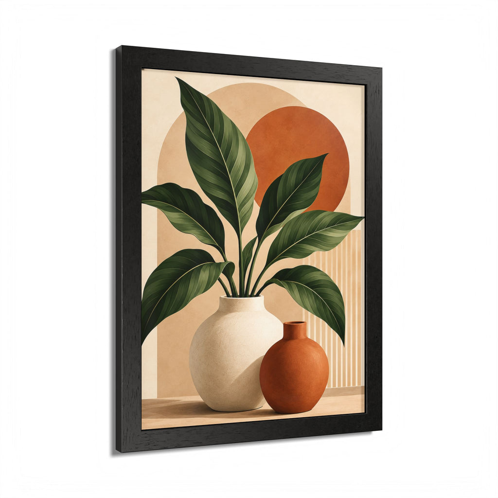 Botanical Framed Wall Art, Terracotta Boho Wall Decor, Olive Green Botanical Print, Neutral Living Room Art