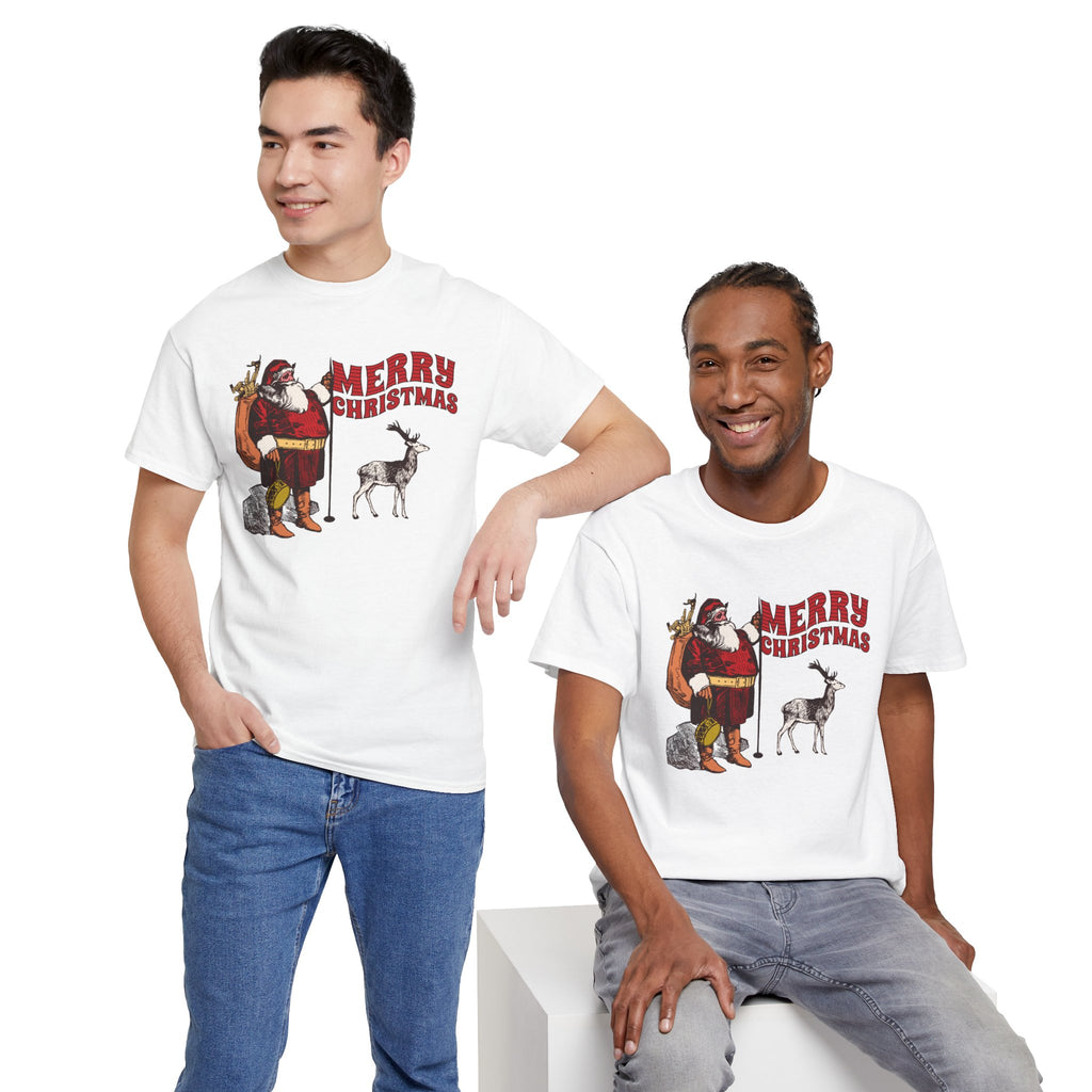 Vintage Santa Christmas Shirt, Retro Santa and Reindeer Tee, Old Fashioned Christmas Graphic T-Shirt, Nostalgic Holiday Gift