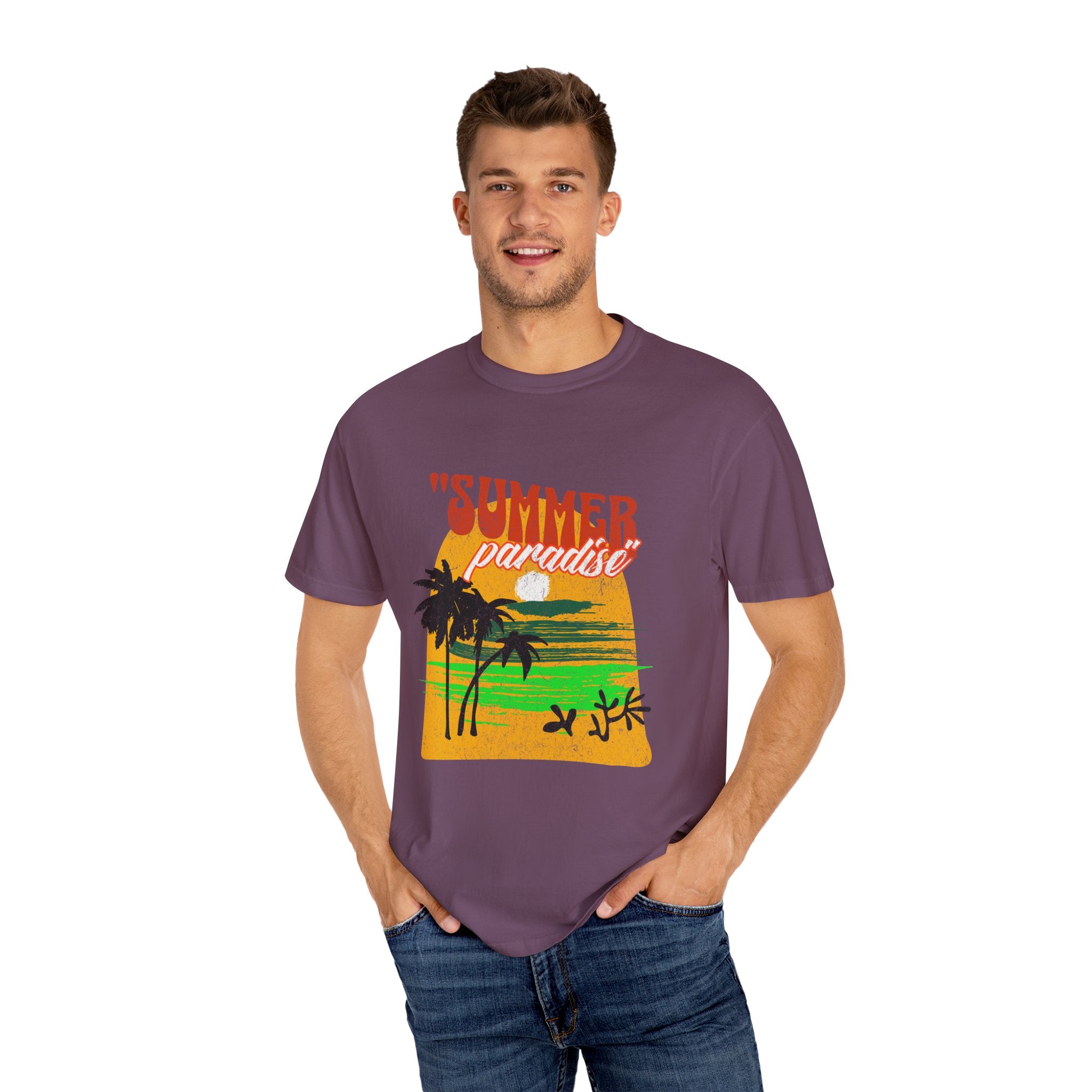 Tropical Summer Paradise Unisex Garment-Dyed T-Shirt