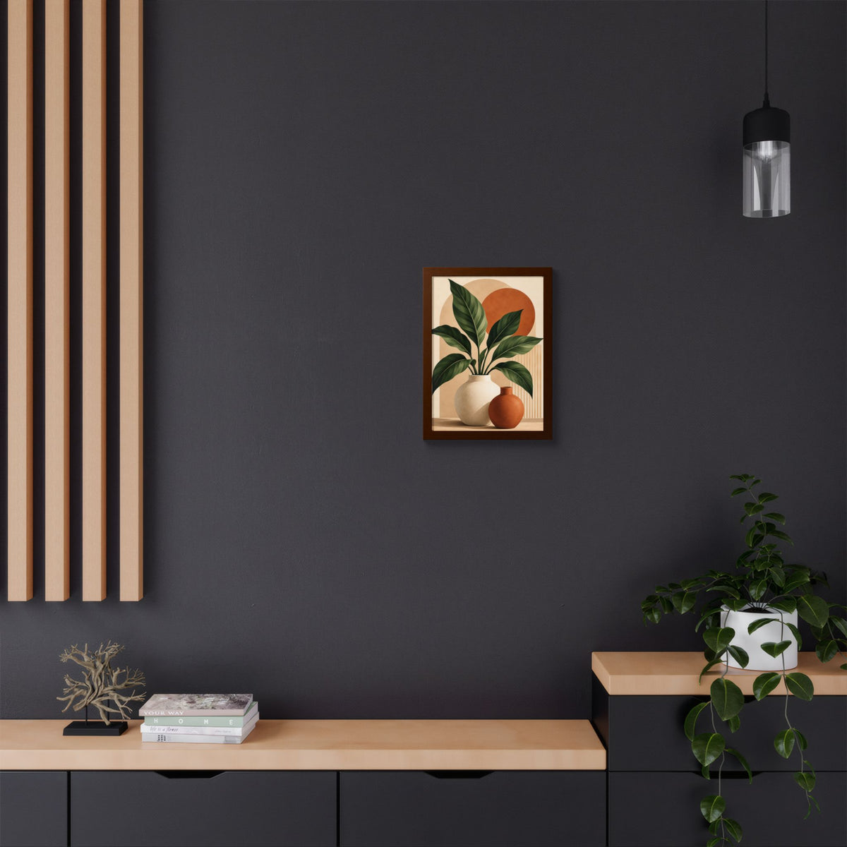 Botanical Framed Wall Art, Terracotta Boho Wall Decor, Olive Green Botanical Print, Neutral Living Room Art