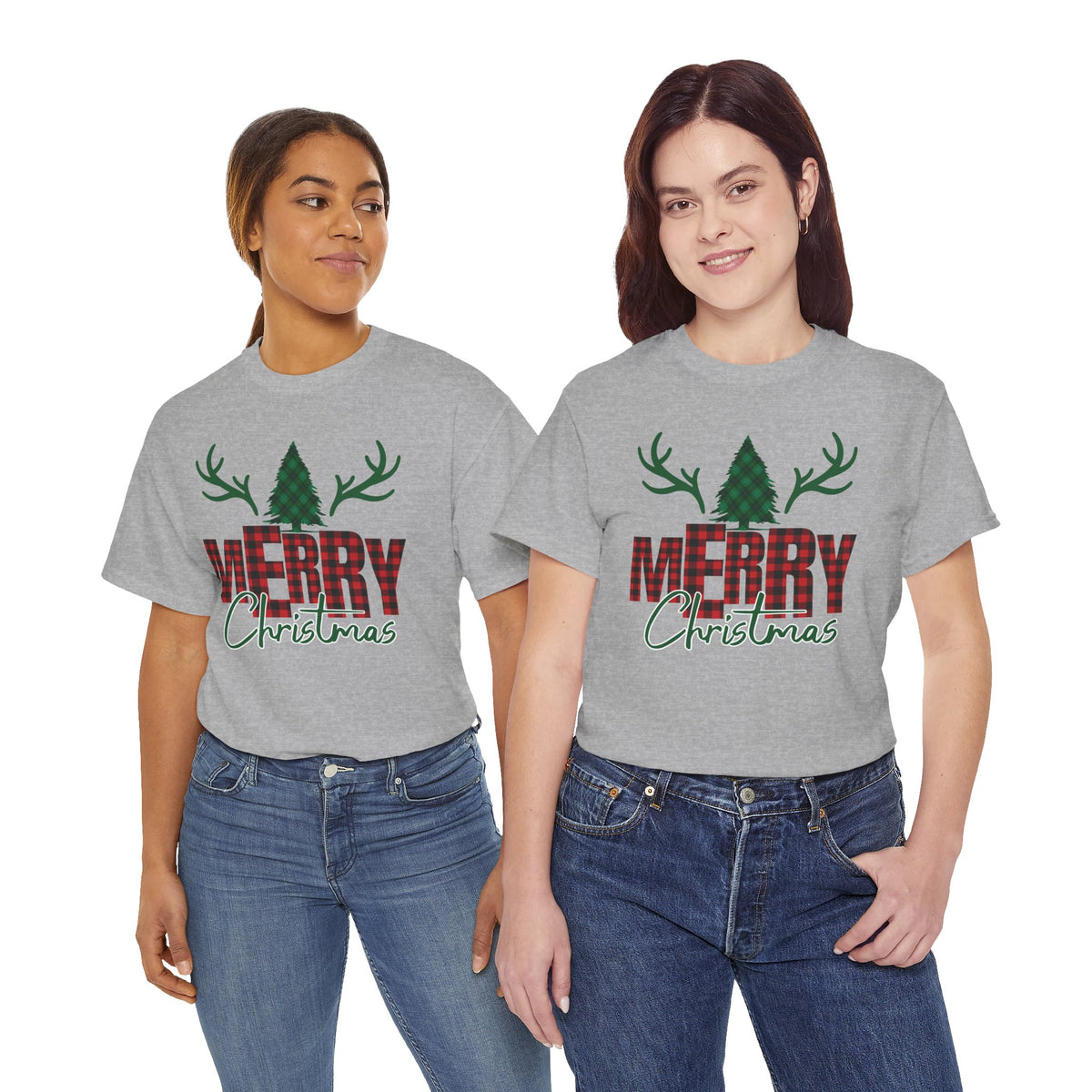 Buffalo Plaid Christmas Shirt, Merry Christmas Graphic Tee, Rustic Farmhouse Holiday T-Shirt, Red Plaid Xmas Gift