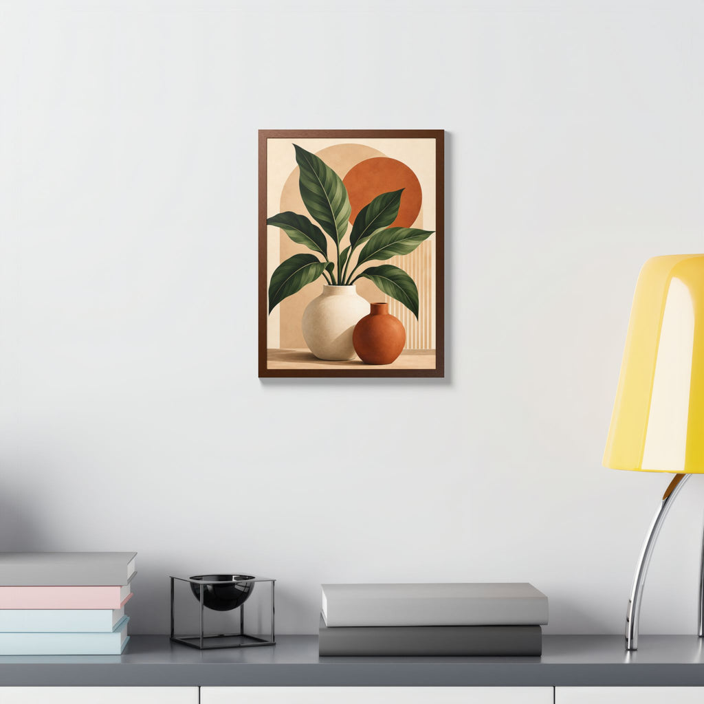 Botanical Framed Wall Art, Terracotta Boho Wall Decor, Olive Green Botanical Print, Neutral Living Room Art