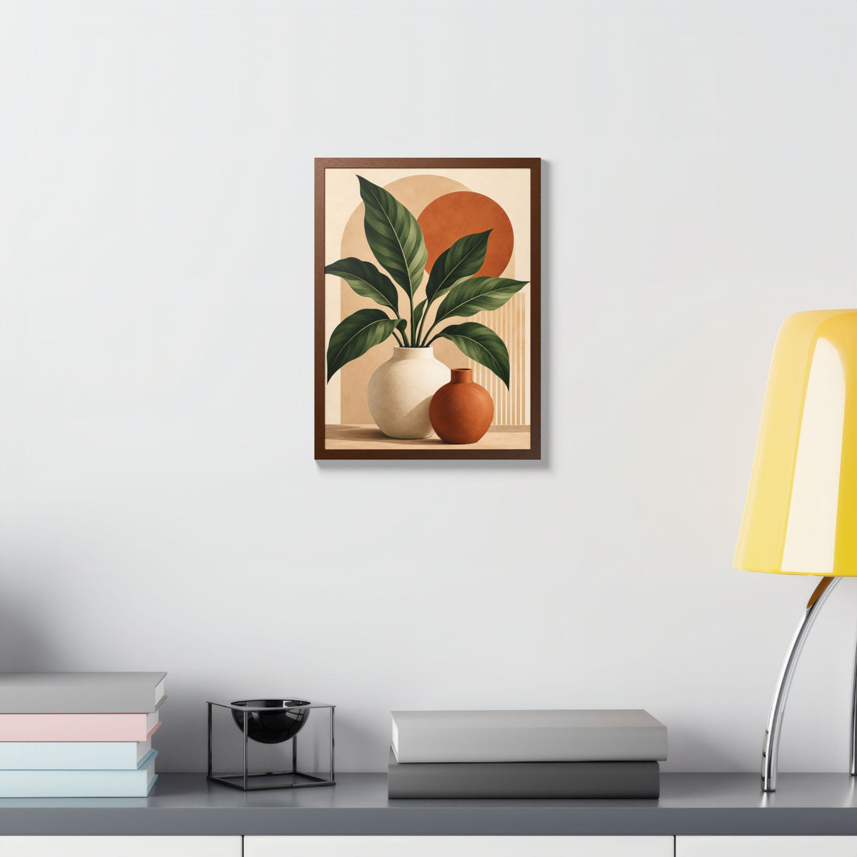 Botanical Framed Wall Art, Terracotta Boho Wall Decor, Olive Green Botanical Print, Neutral Living Room Art