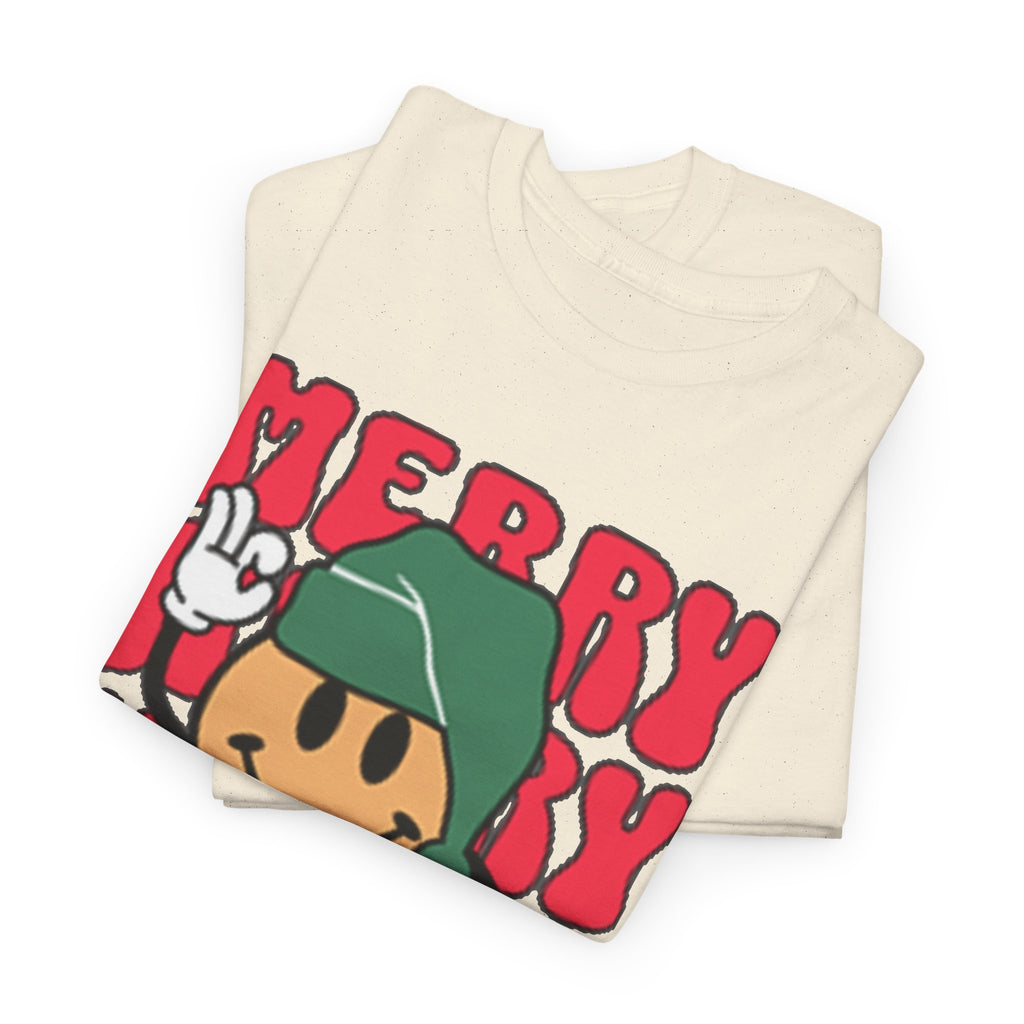 Groovy Christmas Shirt, Retro Smiley Face Christmas Tee, Cute Merry Xmas Graphic T-Shirt, Trendy Holiday Gift