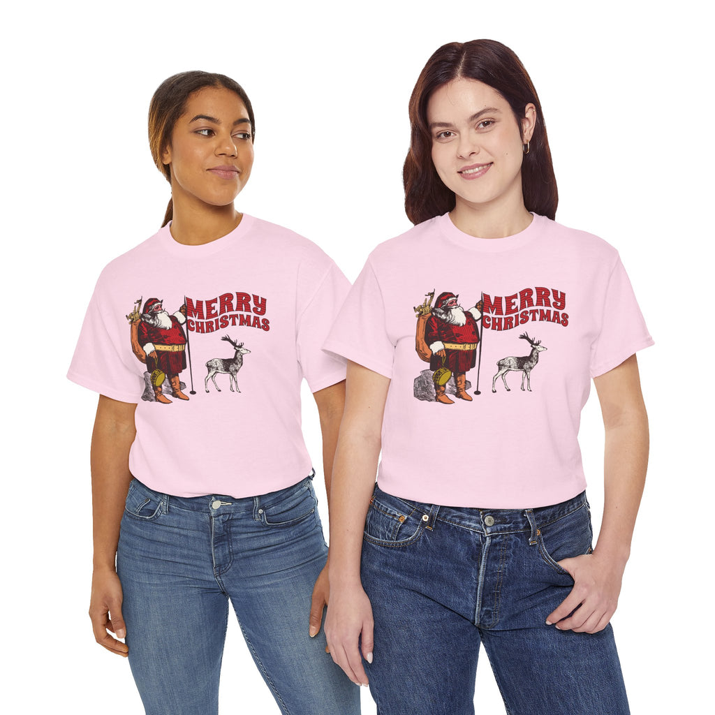 Vintage Santa Christmas Shirt, Retro Santa and Reindeer Tee, Old Fashioned Christmas Graphic T-Shirt, Nostalgic Holiday Gift