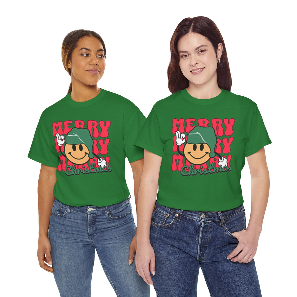 Groovy Christmas Shirt, Retro Smiley Face Christmas Tee, Cute Merry Xmas Graphic T-Shirt, Trendy Holiday Gift