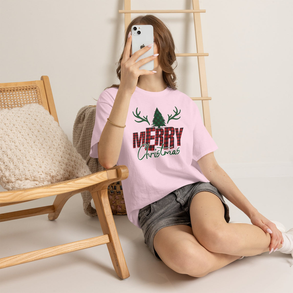 Buffalo Plaid Christmas Shirt, Merry Christmas Graphic Tee, Rustic Farmhouse Holiday T-Shirt, Red Plaid Xmas Gift