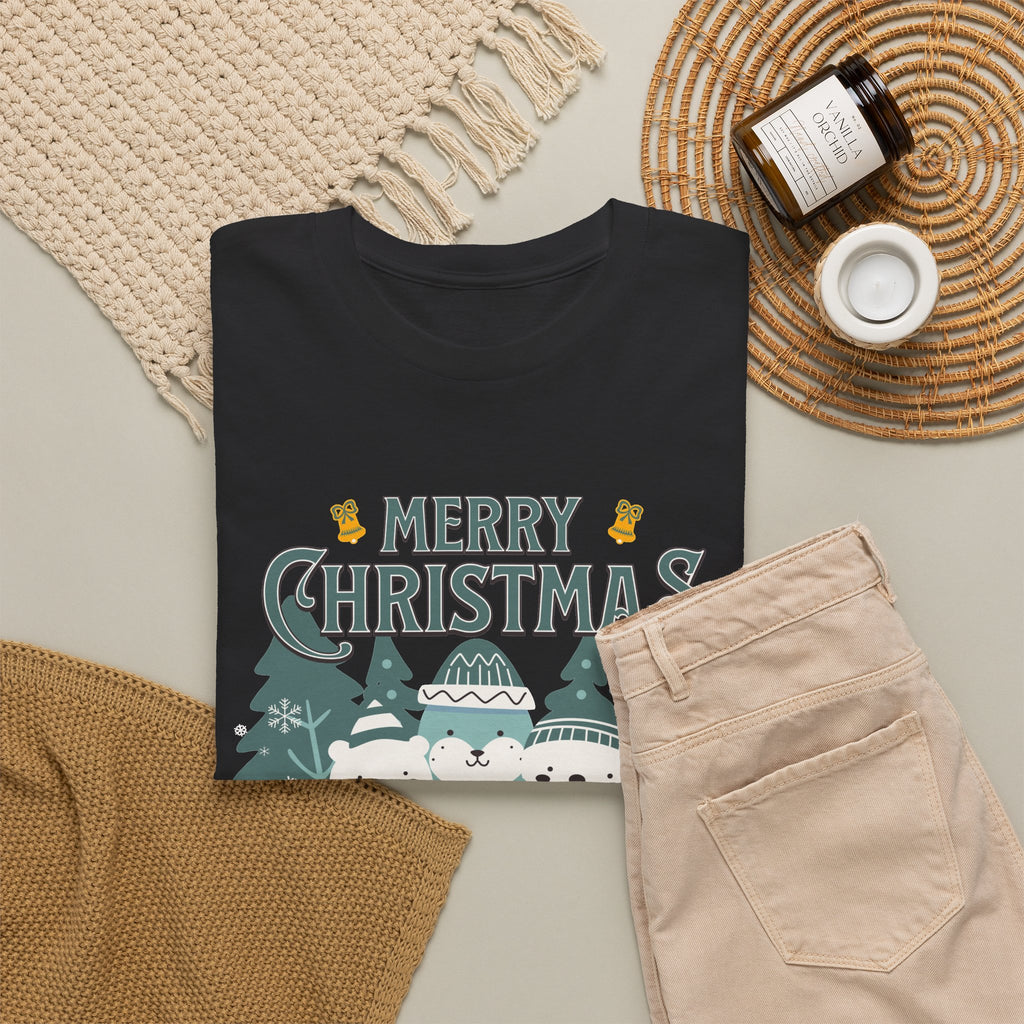 Cute Polar Bear Christmas Shirt, Merry Christmas Graphic Tee, Cozy Winter Animals T-Shirt, Penguin Holiday Gift