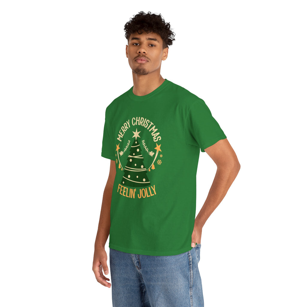 Feelin Jolly Christmas Shirt, Retro Christmas Tree Tee, Merry Christmas Graphic T-Shirt, Vintage Holiday Gift