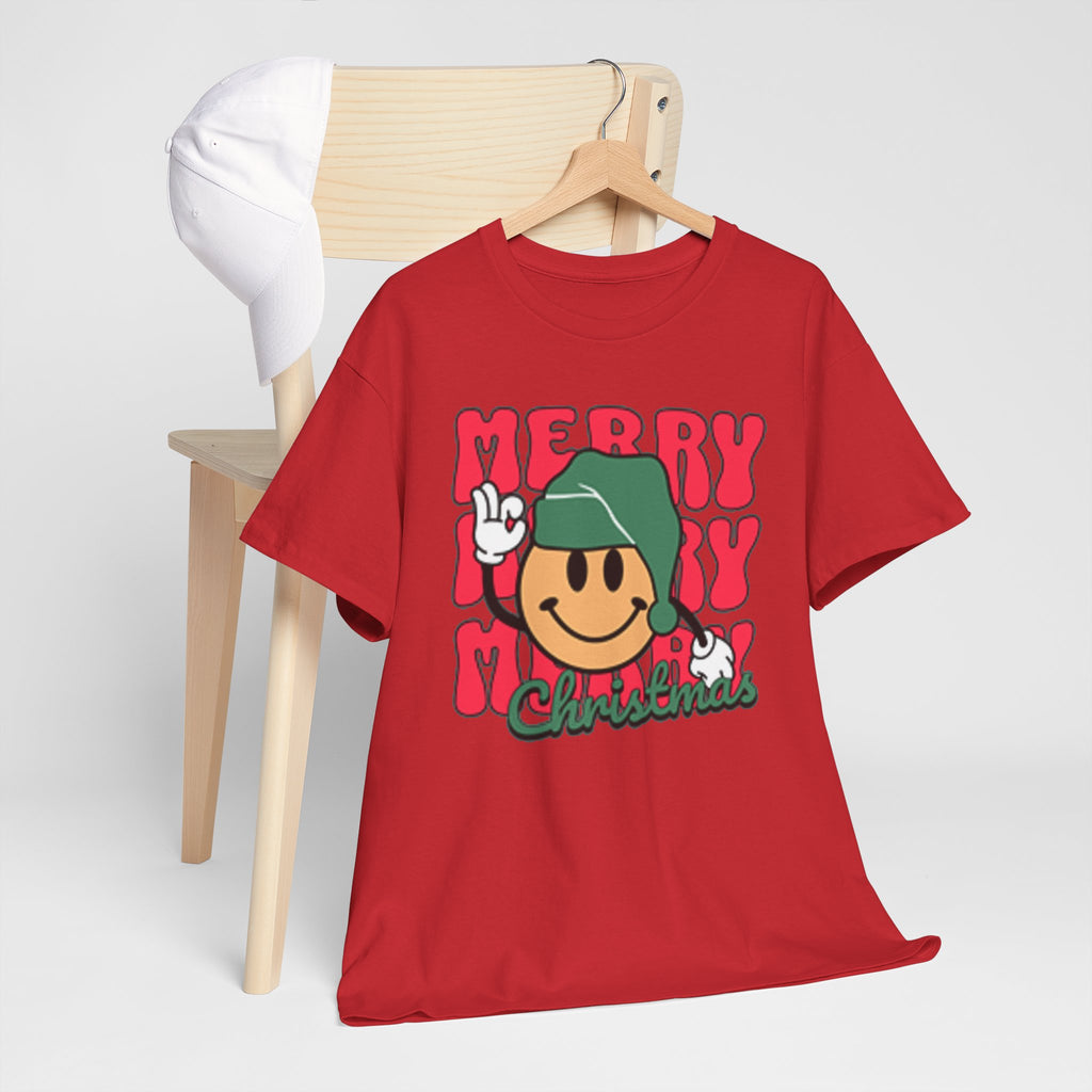 Groovy Christmas Shirt, Retro Smiley Face Christmas Tee, Cute Merry Xmas Graphic T-Shirt, Trendy Holiday Gift