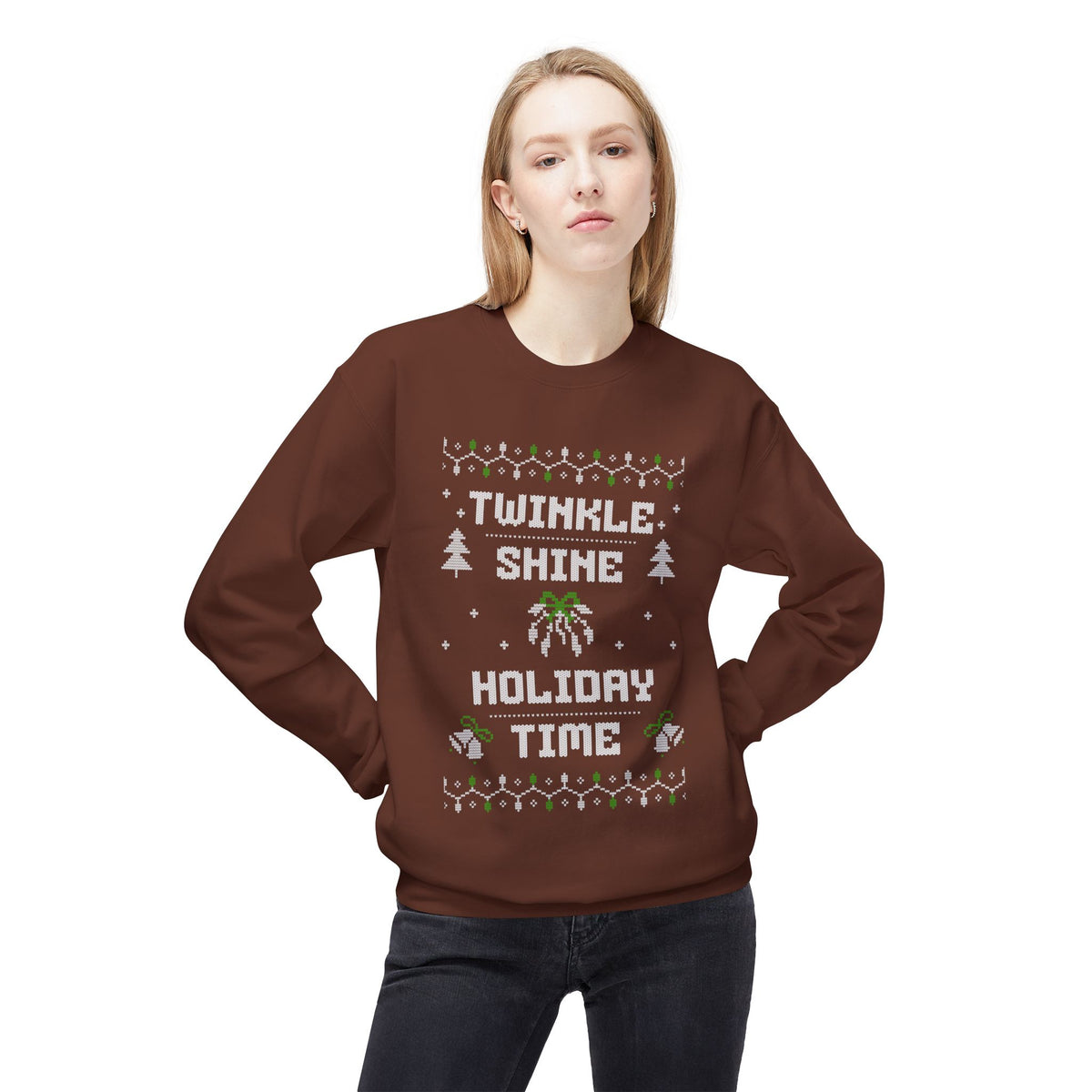 Twinkle Shine Holiday Time Unisex Sweatshirt, Casual Streetwear, Gift for Birthdays, Unisex Crewneck, Trendy Outfit