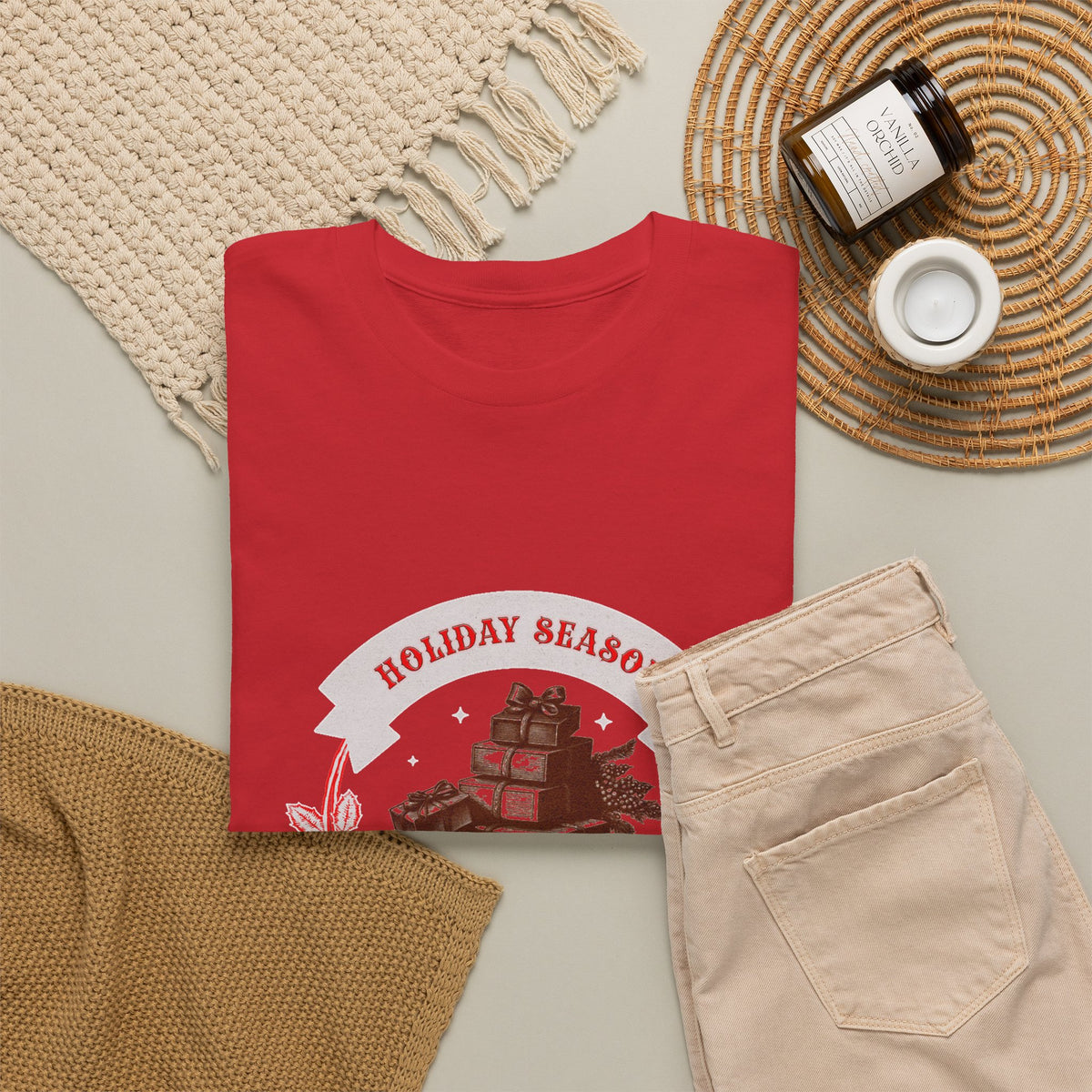Merry Xmas Holiday Season T-Shirt — Vintage Christmas Gift Stack Graphic Tee