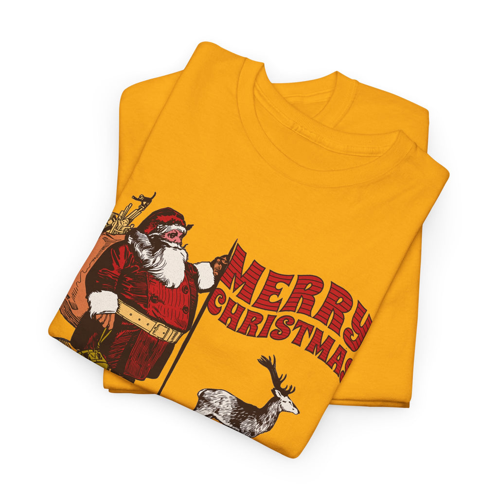 Vintage Santa Christmas Shirt, Retro Santa and Reindeer Tee, Old Fashioned Christmas Graphic T-Shirt, Nostalgic Holiday Gift
