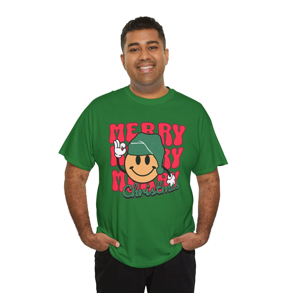 Groovy Christmas Shirt, Retro Smiley Face Christmas Tee, Cute Merry Xmas Graphic T-Shirt, Trendy Holiday Gift