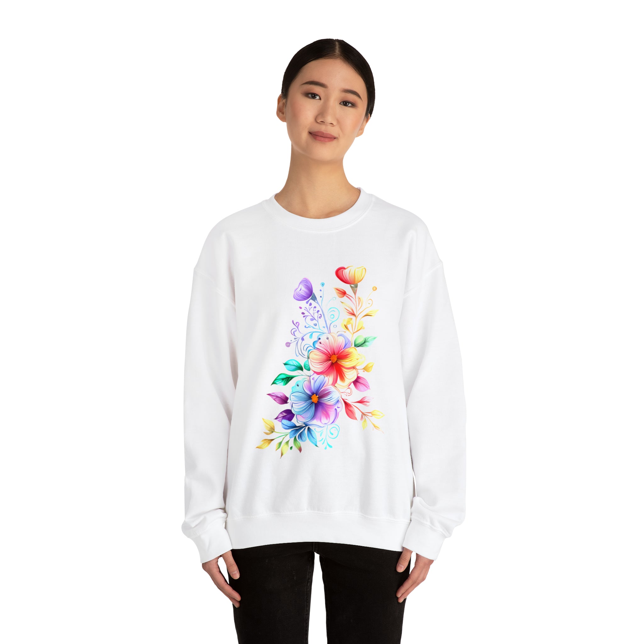 Colorful Flower Design - Crewneck Sweatshirt