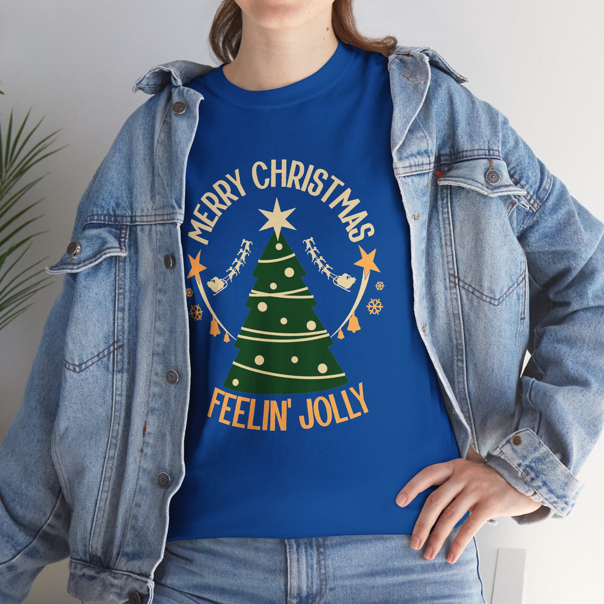 Feelin Jolly Christmas Shirt, Retro Christmas Tree Tee, Merry Christmas Graphic T-Shirt, Vintage Holiday Gift