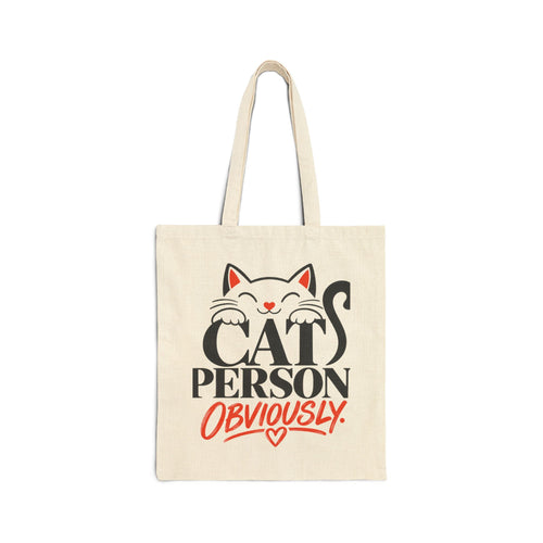 Cat Person. Obviously. — Funny Cat Lover Canvas Tote Bag