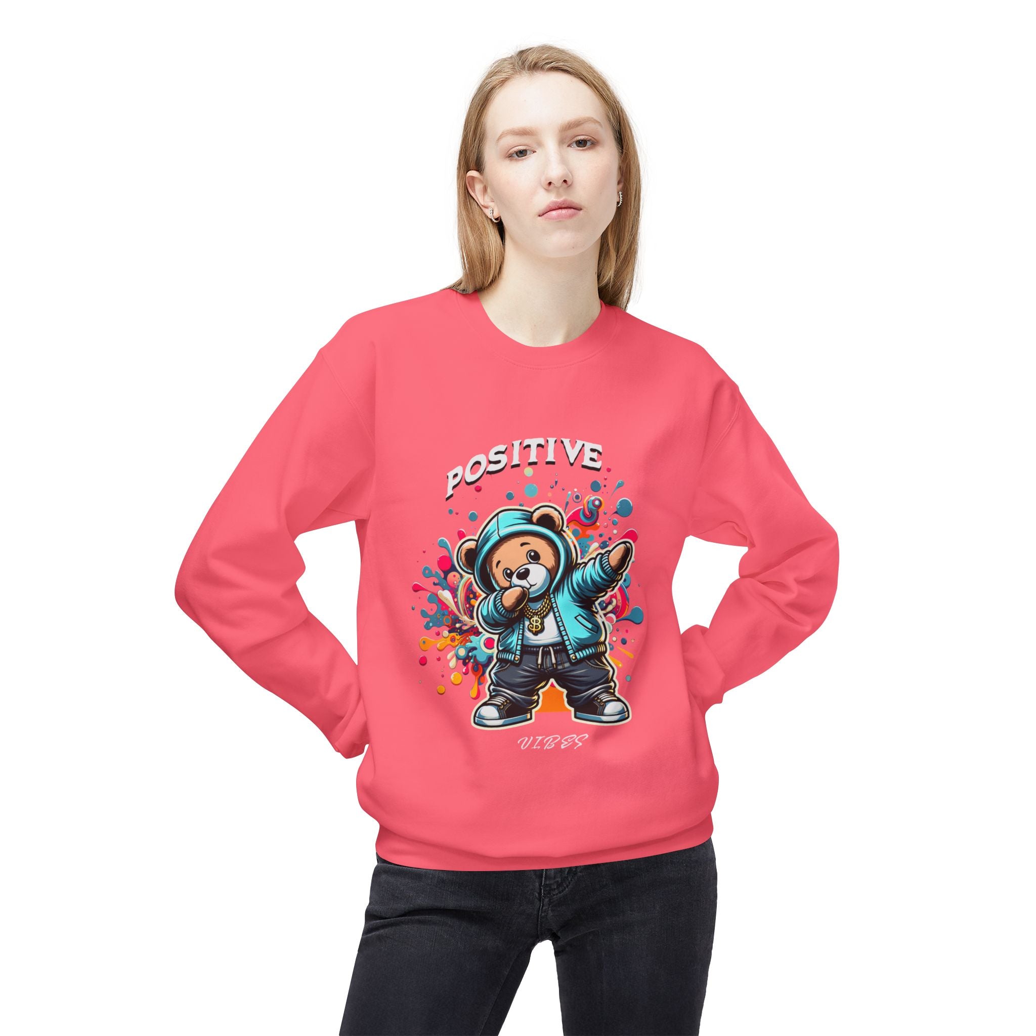 Positive Vibes Monkey Sweatshirt, Casual Streetwear, Cool Gift, Unisex Crewneck, Trendy Outfit