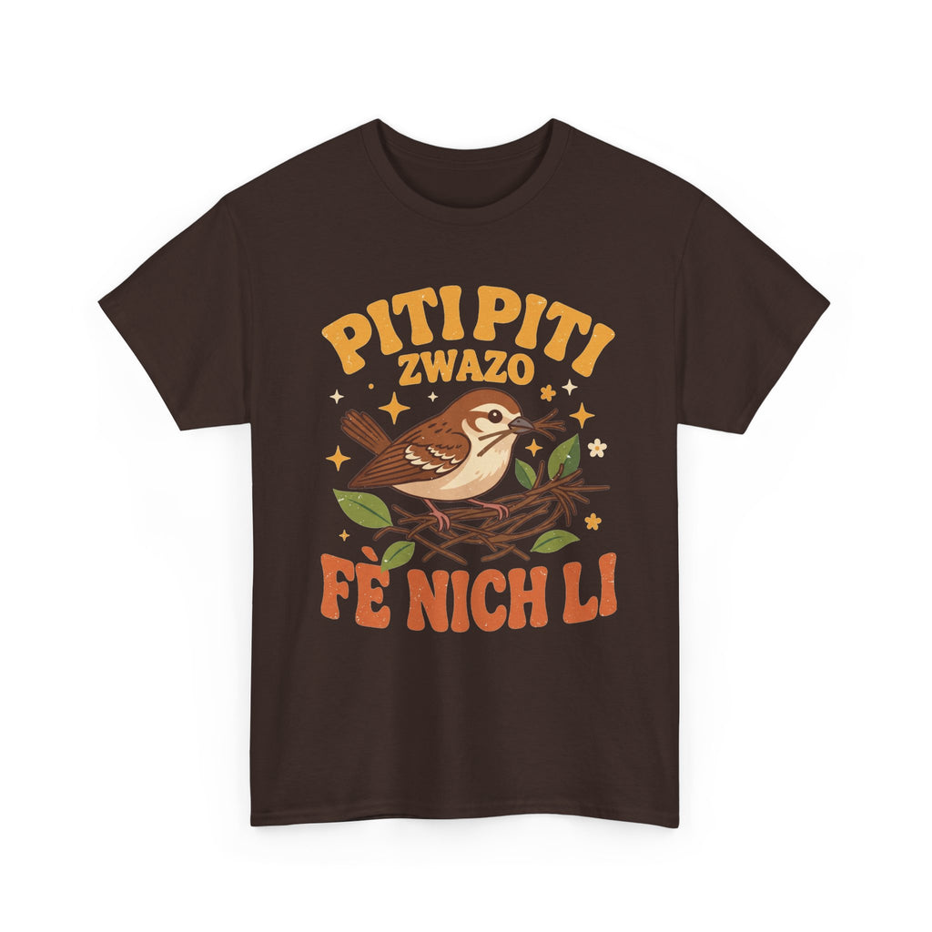 Piti Piti Zwazo Fè Nich Li – Haitian Creole Graphic T-Shirt