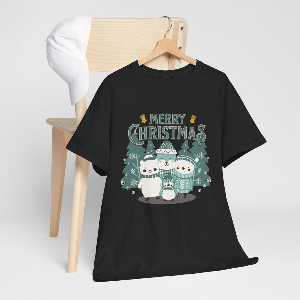 Cute Polar Bear Christmas Shirt, Merry Christmas Graphic Tee, Cozy Winter Animals T-Shirt, Penguin Holiday Gift