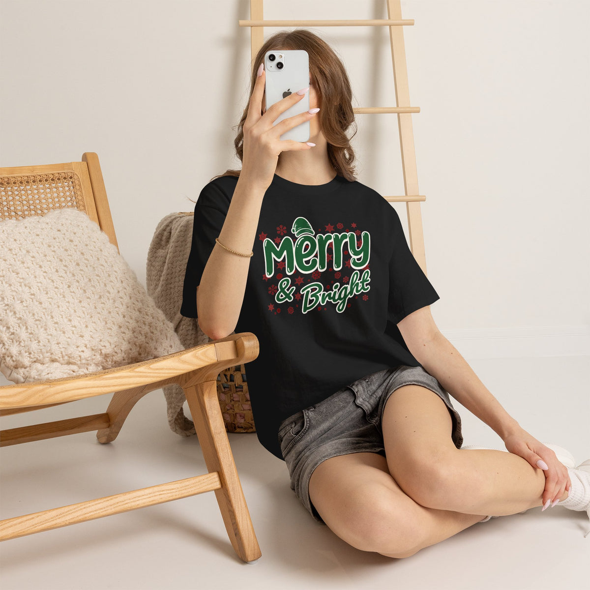 Merry and Bright Christmas Shirt, Retro Holiday Graphic Tee, Vintage Christmas T-Shirt, Festive Xmas Gift
