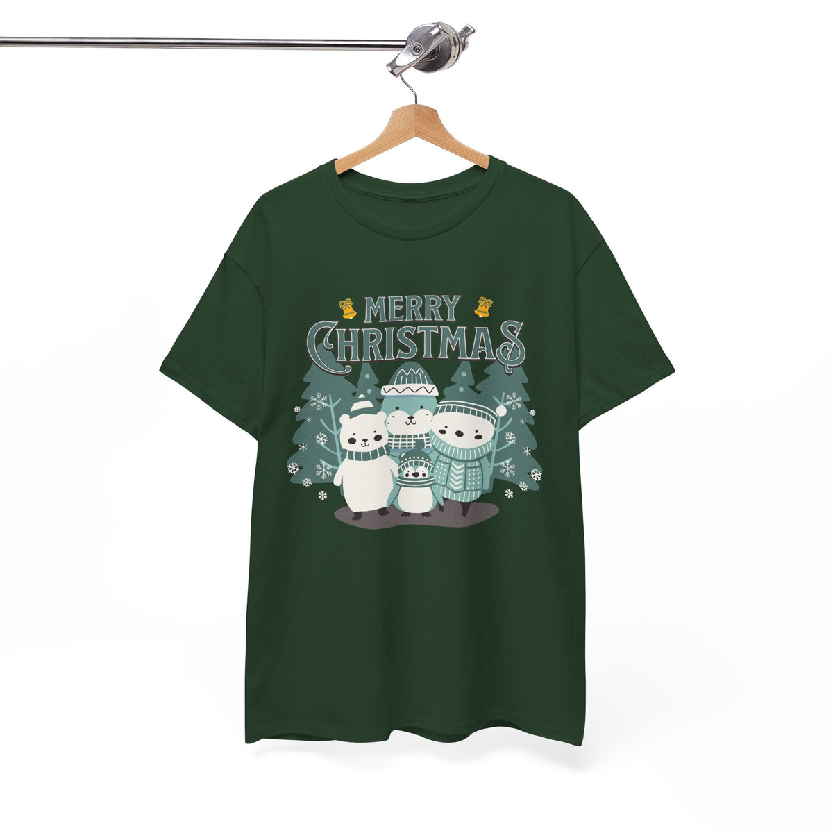 Cute Polar Bear Christmas Shirt, Merry Christmas Graphic Tee, Cozy Winter Animals T-Shirt, Penguin Holiday Gift