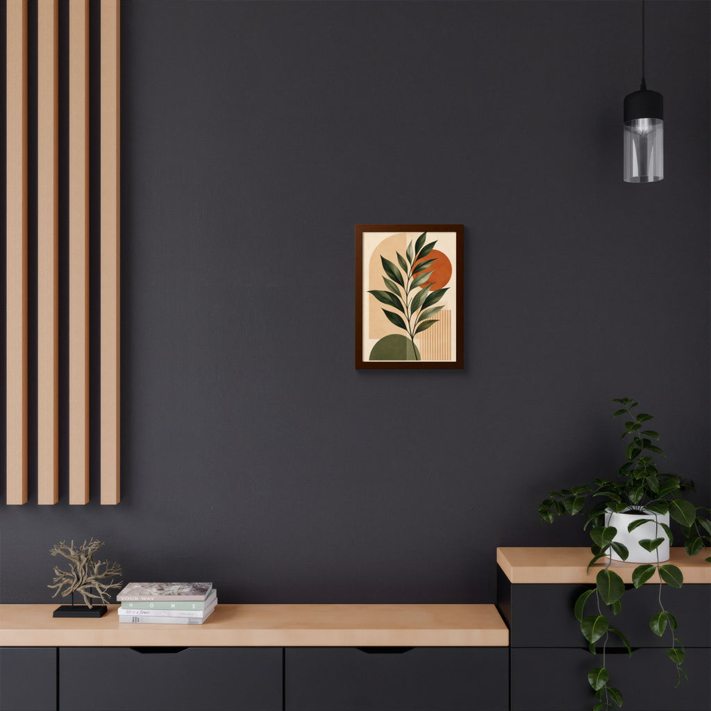 Minimalist Botanical Framed Wall Art, Olive Green Terracotta Print, Modern Boho Home Decor, Neutral Wall Art