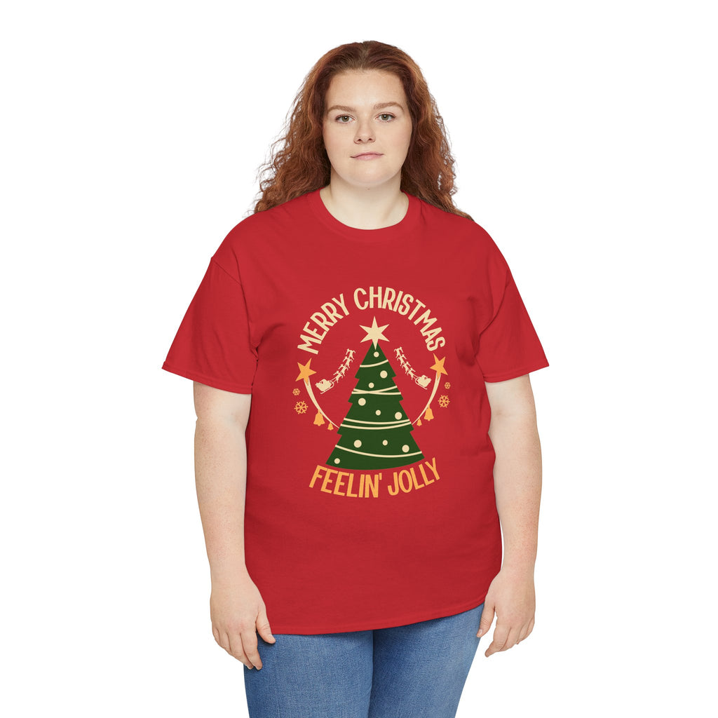 Feelin Jolly Christmas Shirt, Retro Christmas Tree Tee, Merry Christmas Graphic T-Shirt, Vintage Holiday Gift