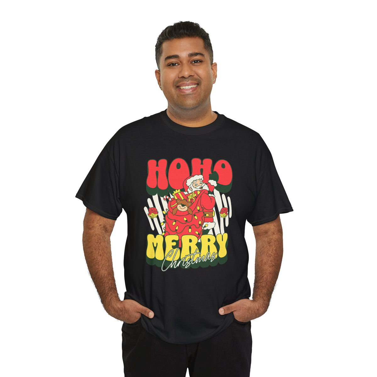 Retro Santa Christmas Shirt, Ho Ho Merry Christmas Tee, Vintage Holiday Graphic T-Shirt, Cute Santa Claus Gift