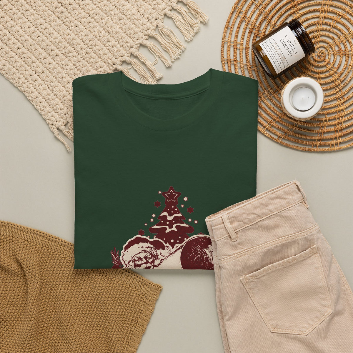 Vintage Megaphone Santa T-Shirt — Retro Christmas Tree Graphic Tee