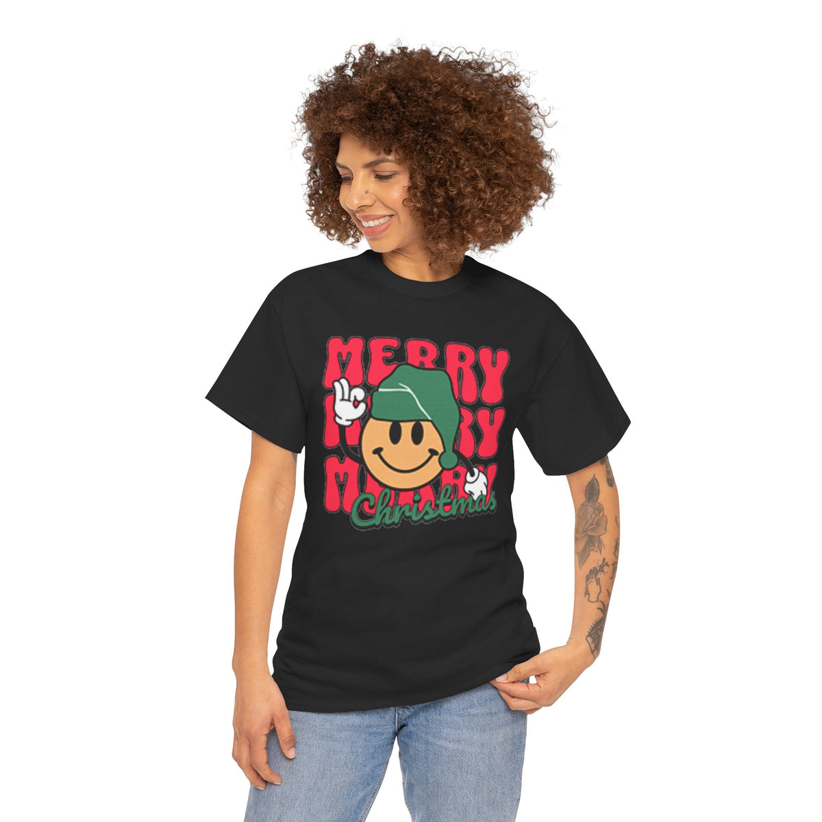 Groovy Christmas Shirt, Retro Smiley Face Christmas Tee, Cute Merry Xmas Graphic T-Shirt, Trendy Holiday Gift