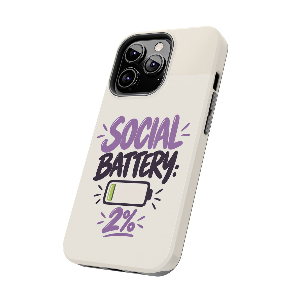 Social Battery: 2% — Funny Introvert Tough Phone Case