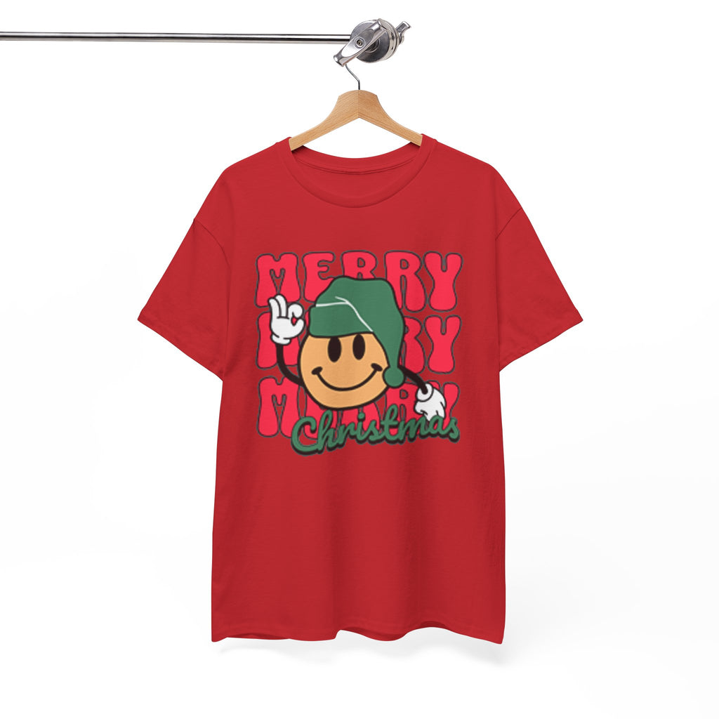 Groovy Christmas Shirt, Retro Smiley Face Christmas Tee, Cute Merry Xmas Graphic T-Shirt, Trendy Holiday Gift