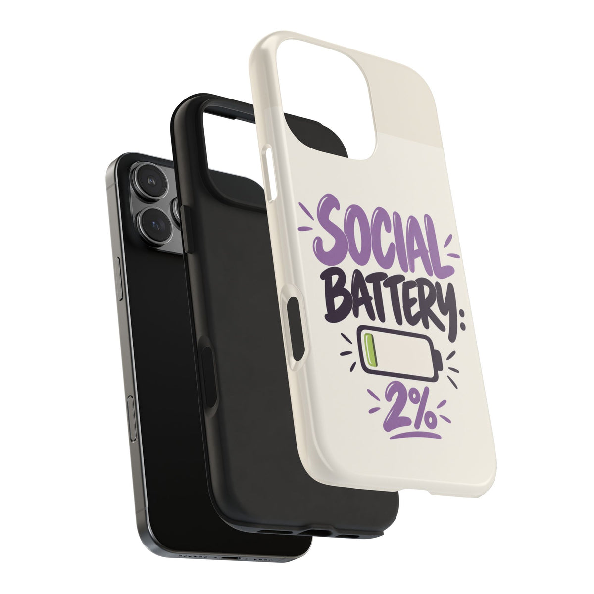 Social Battery: 2% — Funny Introvert Tough Phone Case