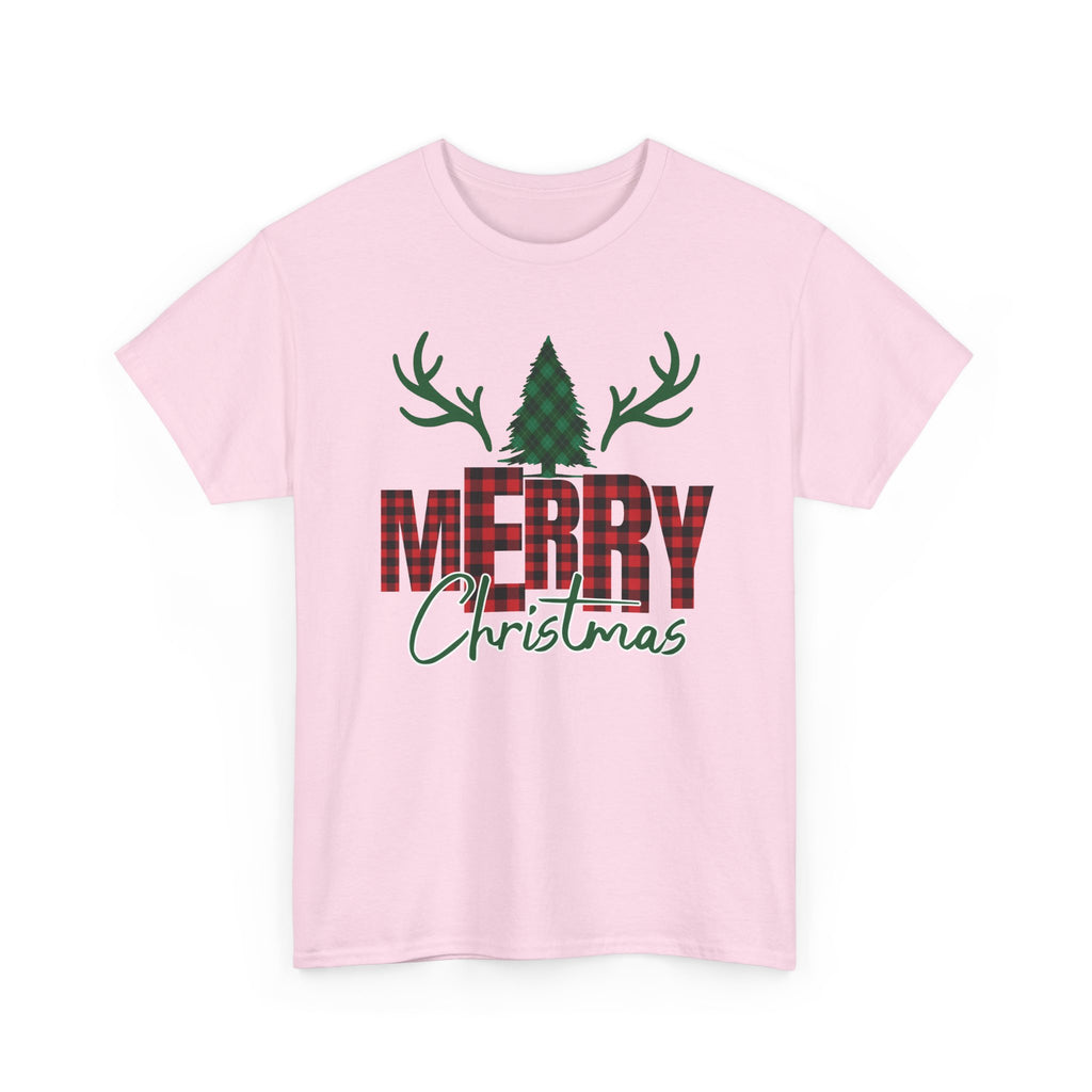 Buffalo Plaid Christmas Shirt, Merry Christmas Graphic Tee, Rustic Farmhouse Holiday T-Shirt, Red Plaid Xmas Gift