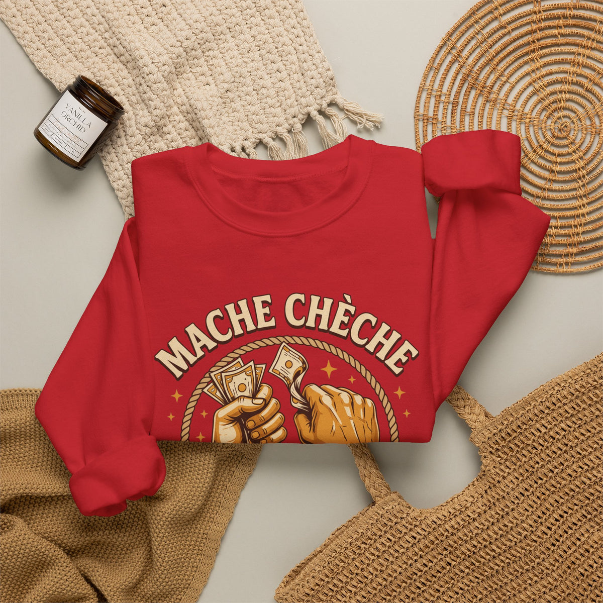 Mache Chèche Pa Dòmi San Soupe – Haitian Creole Motivational Graphic Sweatshirt | SONHCO
