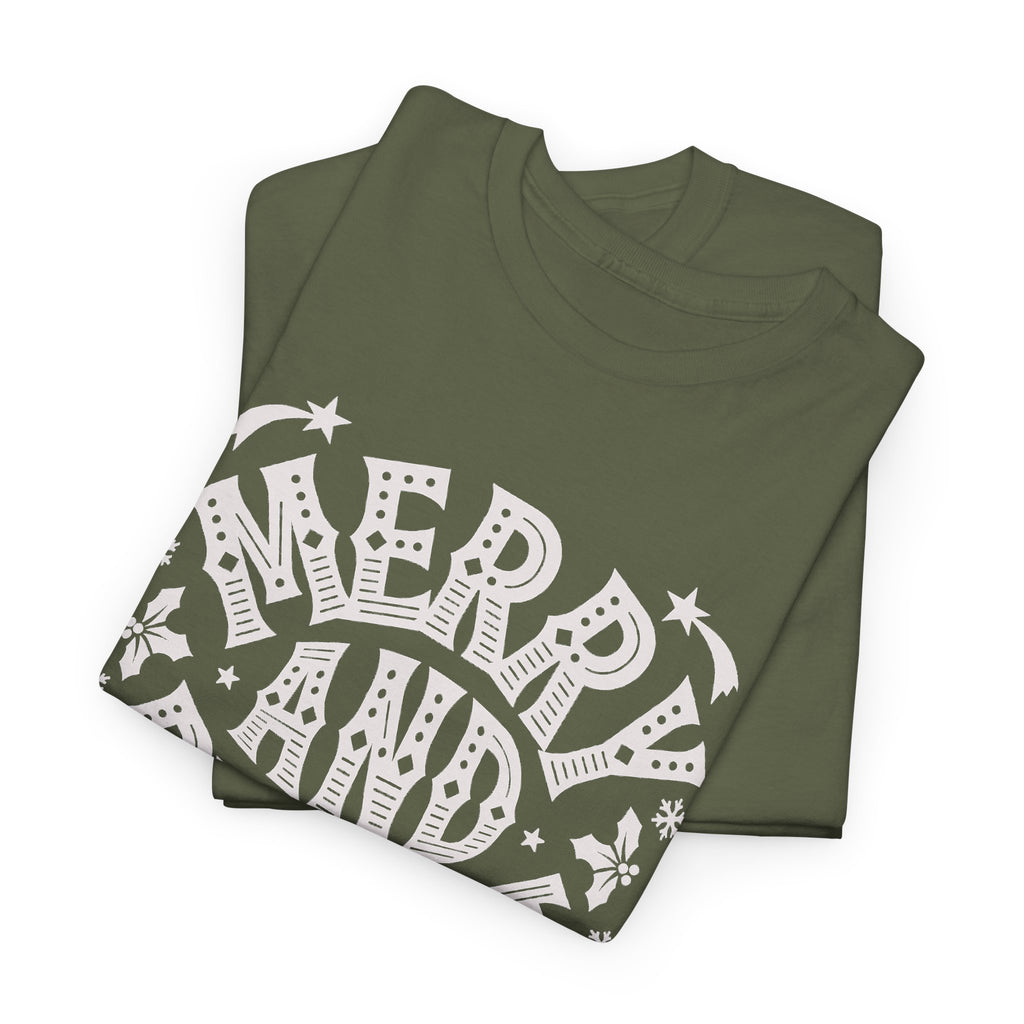Merry and Bright Christmas Shirt, Retro Christmas Graphic Tee, Vintage Holiday T-Shirt, Minimalist Xmas Gift