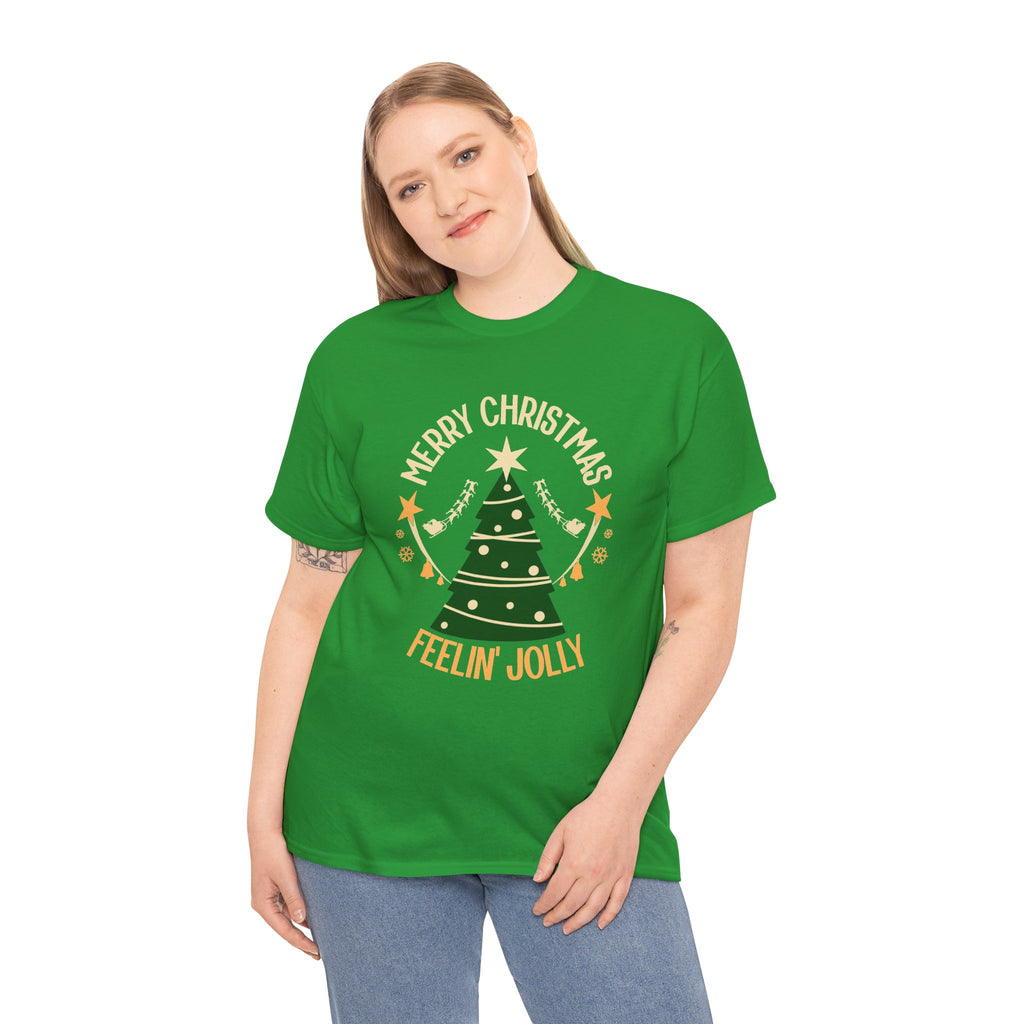 Feelin Jolly Christmas Shirt, Retro Christmas Tree Tee, Merry Christmas Graphic T-Shirt, Vintage Holiday Gift