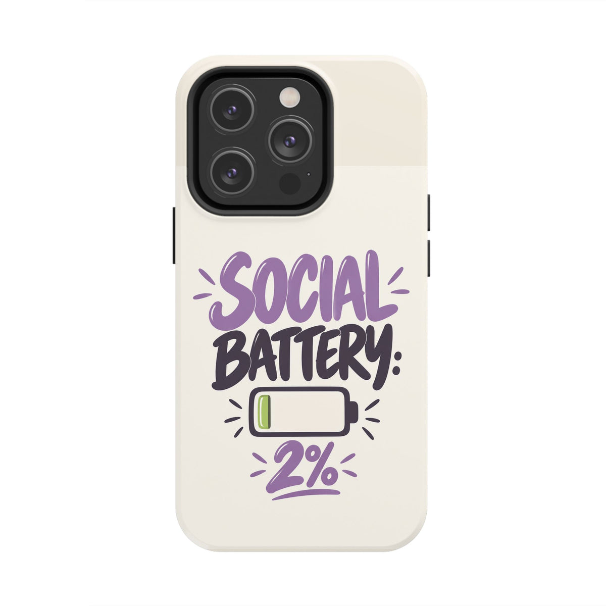 Social Battery: 2% — Funny Introvert Tough Phone Case