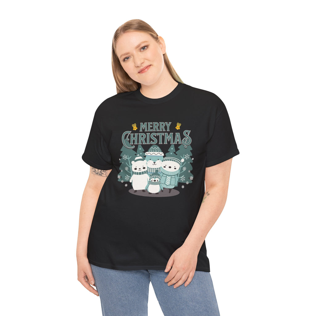 Cute Polar Bear Christmas Shirt, Merry Christmas Graphic Tee, Cozy Winter Animals T-Shirt, Penguin Holiday Gift