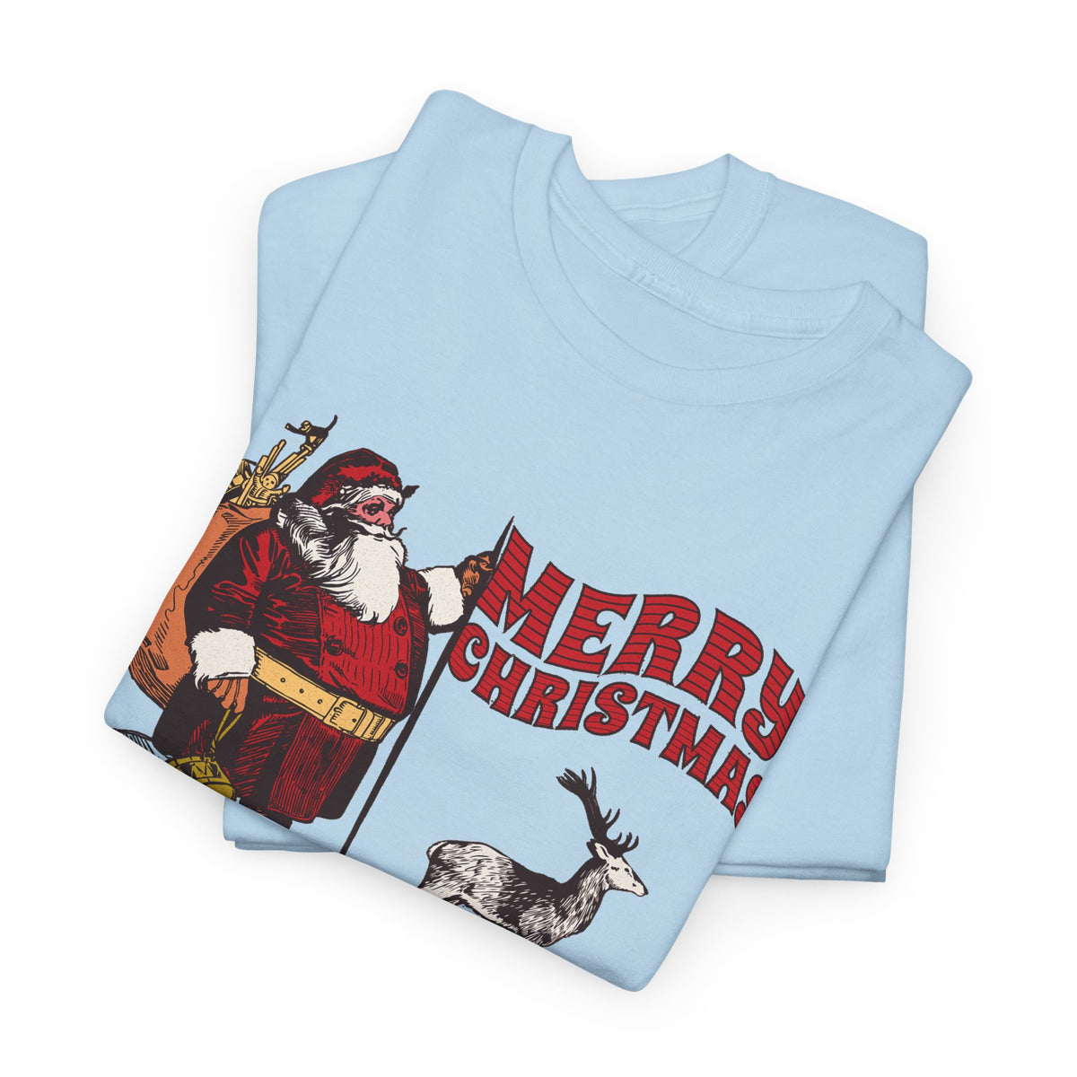 Vintage Santa Christmas Shirt, Retro Santa and Reindeer Tee, Old Fashioned Christmas Graphic T-Shirt, Nostalgic Holiday Gift