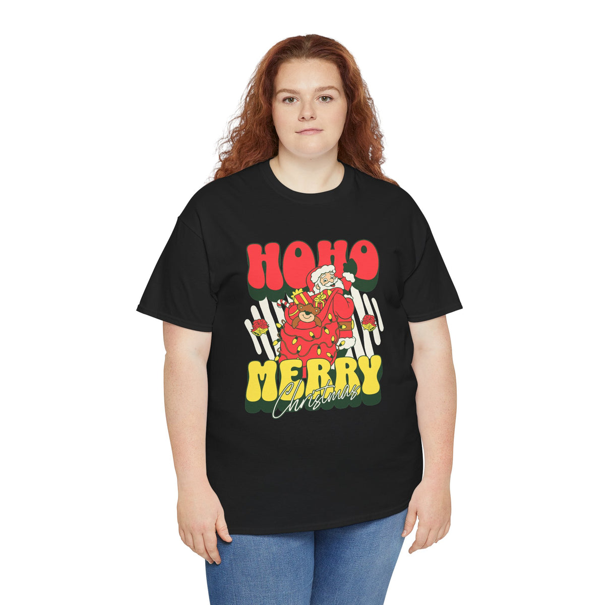 Retro Santa Christmas Shirt, Ho Ho Merry Christmas Tee, Vintage Holiday Graphic T-Shirt, Cute Santa Claus Gift