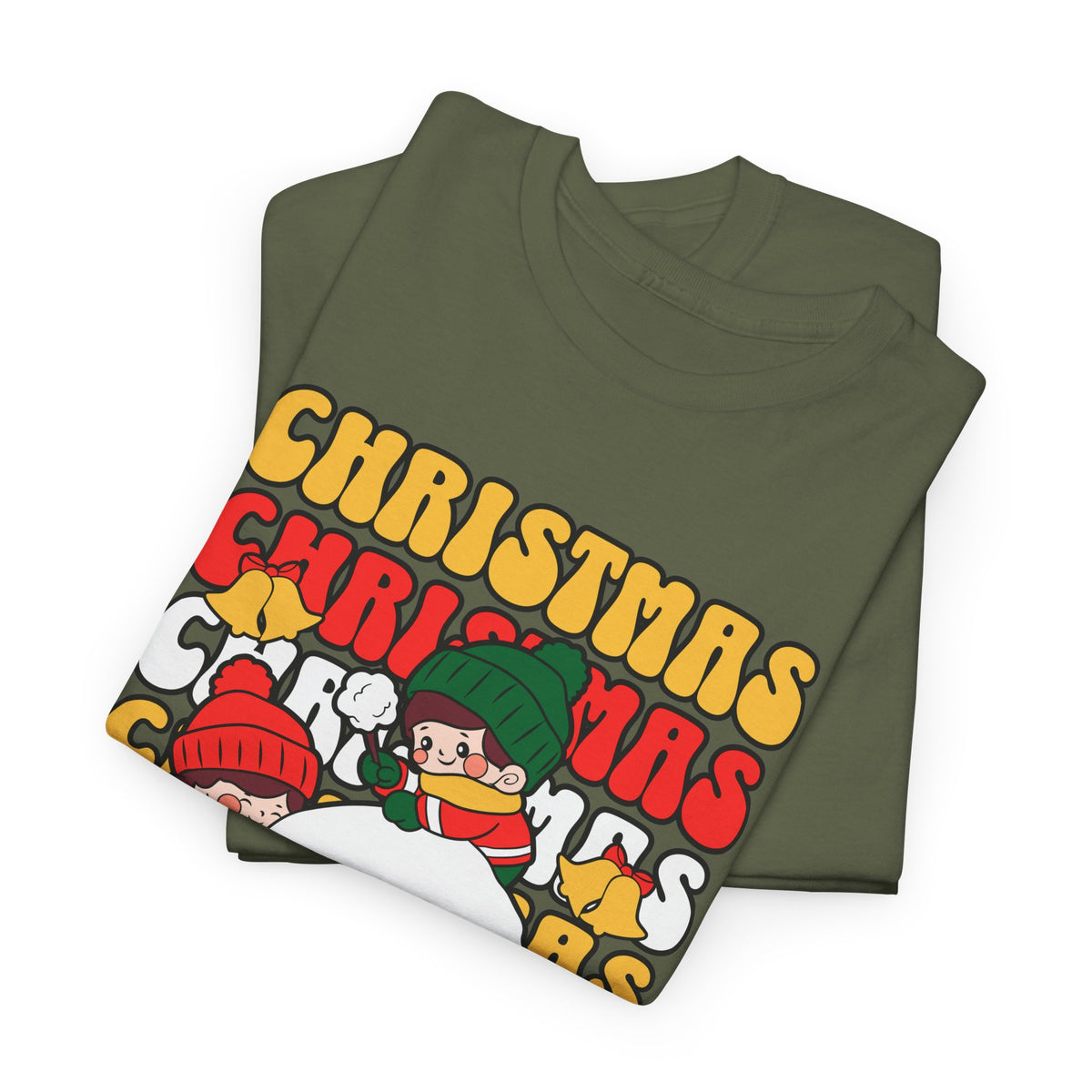Cute Christmas Shirt, Retro Merry Christmas Graphic Tee, Kids Playing in Snow T-Shirt, Cozy Holiday Gift