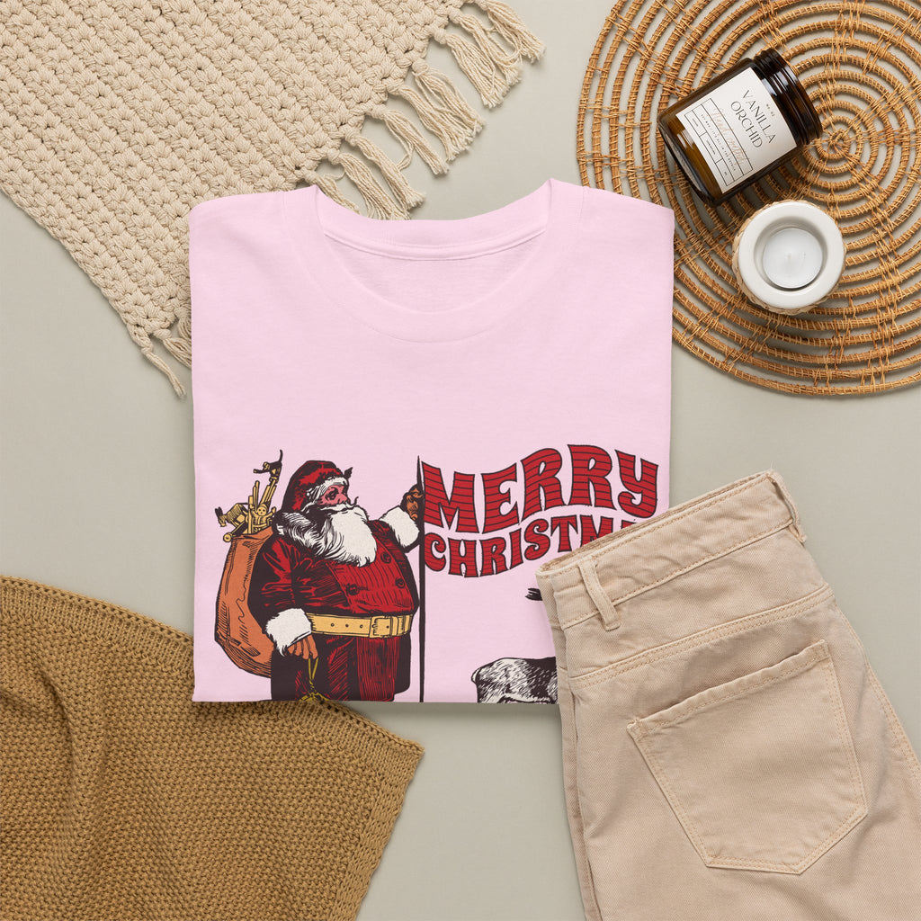 Vintage Santa Christmas Shirt, Retro Santa and Reindeer Tee, Old Fashioned Christmas Graphic T-Shirt, Nostalgic Holiday Gift