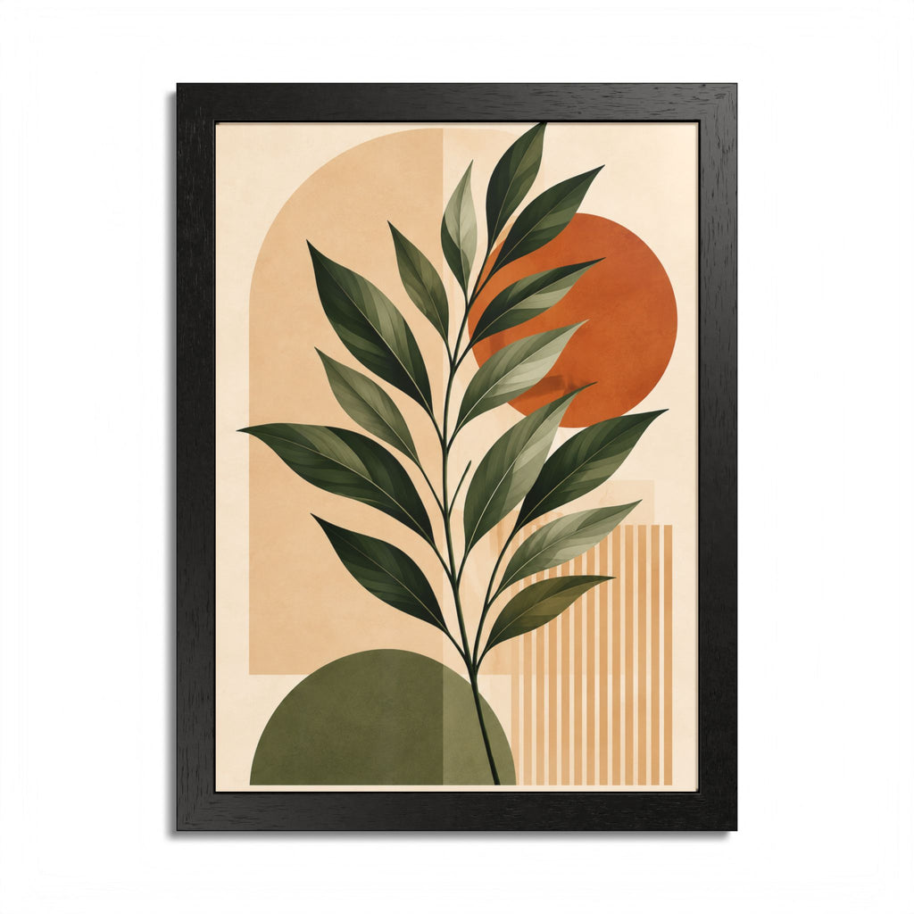 Minimalist Botanical Framed Wall Art, Olive Green Terracotta Print, Modern Boho Home Decor, Neutral Wall Art